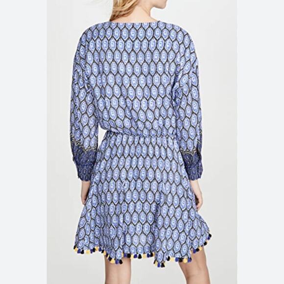 Derek Lam 10 Crosby Cassia Printed Boho Fringe Trim Dress Size 6 - Picture 4 of 13